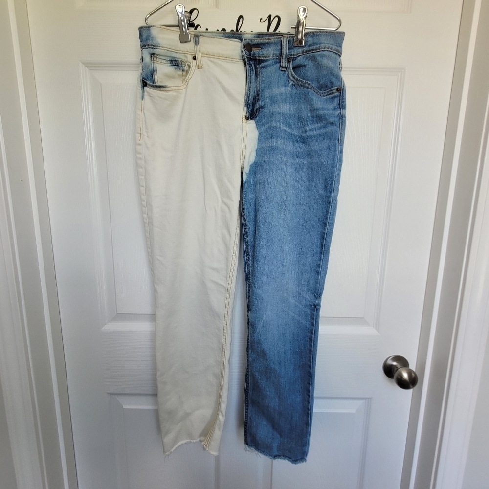 Old Navy Jeans 90s  Power Jean 8 Perfect‎ Straight Ankle Bleached Leg Quirky Fun